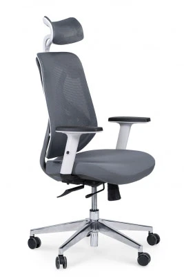 Кресло для руководителя Norden Имидж gray YS-0817H(D+T)W белый пластик, серая сетка, серая ткань