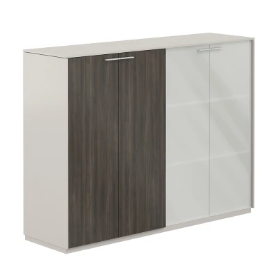 Шкаф средний + Шкаф средний со стеклом мат. GLM, обвязка GS, фасады BT/ NZ-0305+NZ-0335.GS.BT.GLM/ 1624х450х1200, обвязка GS, фасады BT, стекло матовое GLM