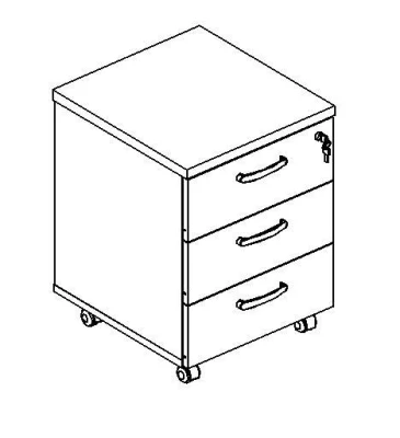 Тумба выкатная 3-ящичная с замком антрацит премиум / дуб шамони A4, размер: 420x450x570