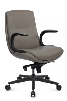 Кресло для переговорной Riva Design Dante-M B2561-12 светло-серая премиум экокожа